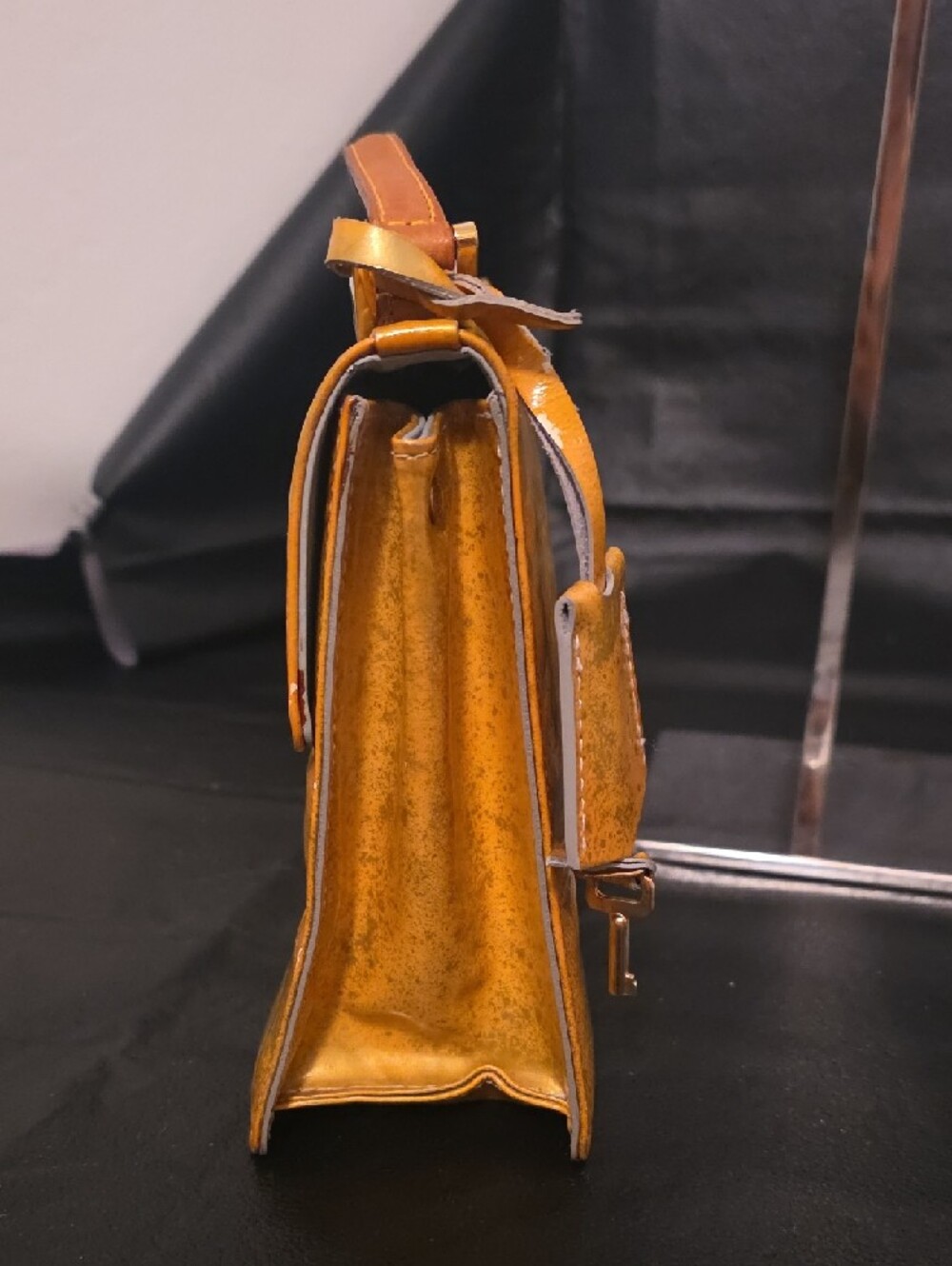 Vintage Louis Vuitton Yellow Monogram Vernis Top Handle Satchel with Brown Trim - Picture 6 of 16